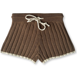 Knitted Rib Shorts- Chocolate