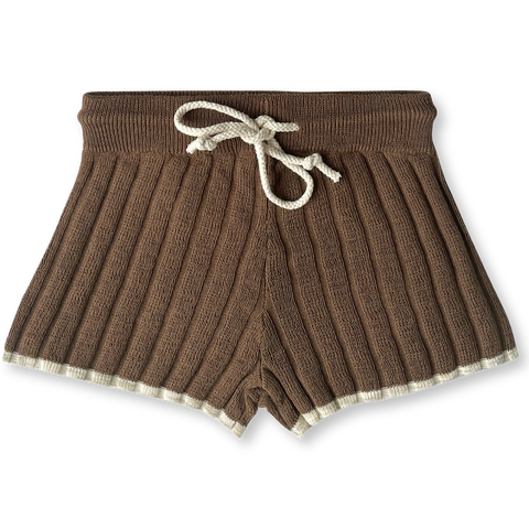Knitted Rib Shorts- Chocolate